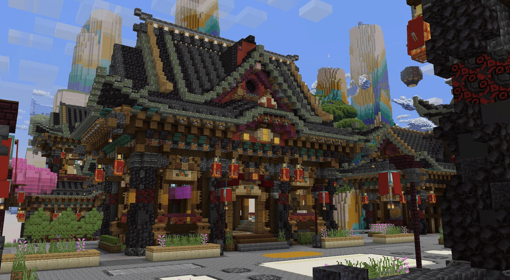 Chinese temple build with traditional oriental architecture
