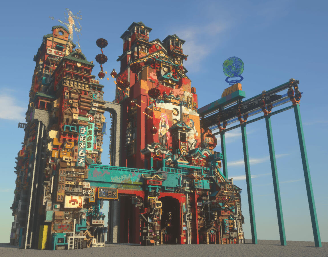 Combine a futuristic tech with ancient traditions