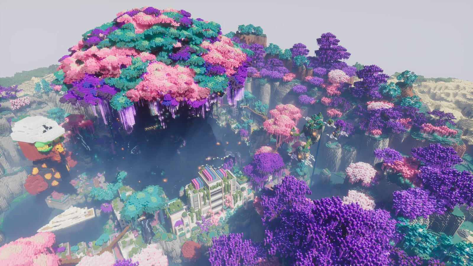 A mystical forest build with bioluminescent trees