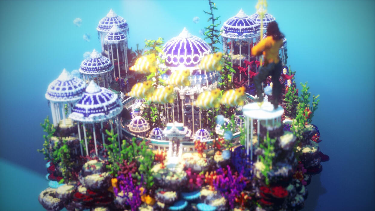 Stunning underwater city nestled amidst a vibrant coral reefs