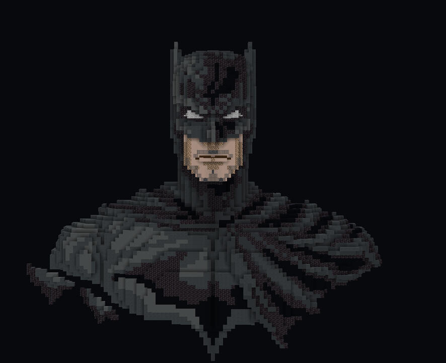 Batman build showcases his masked form with the iconic cape and cowl