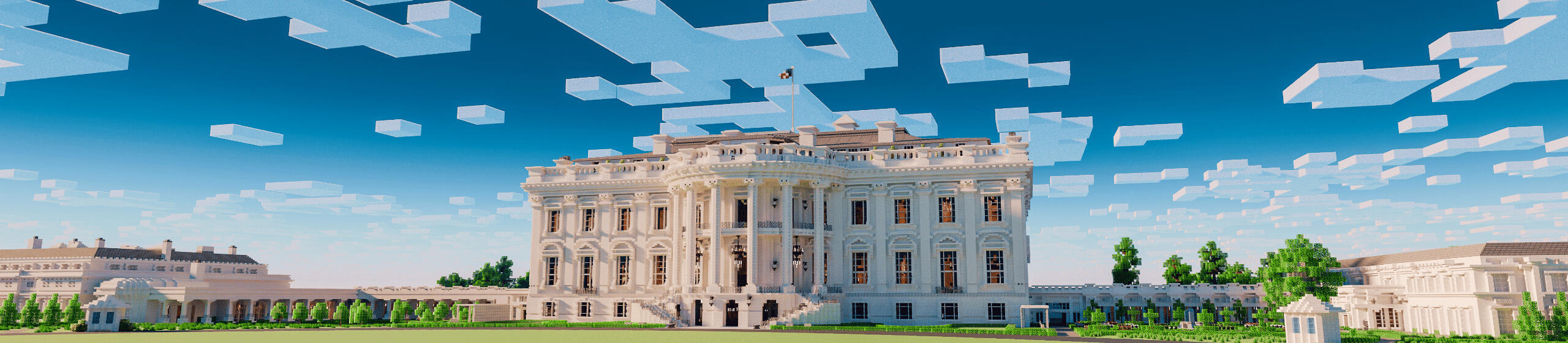 White House build featuring its iconic white exterior and columns